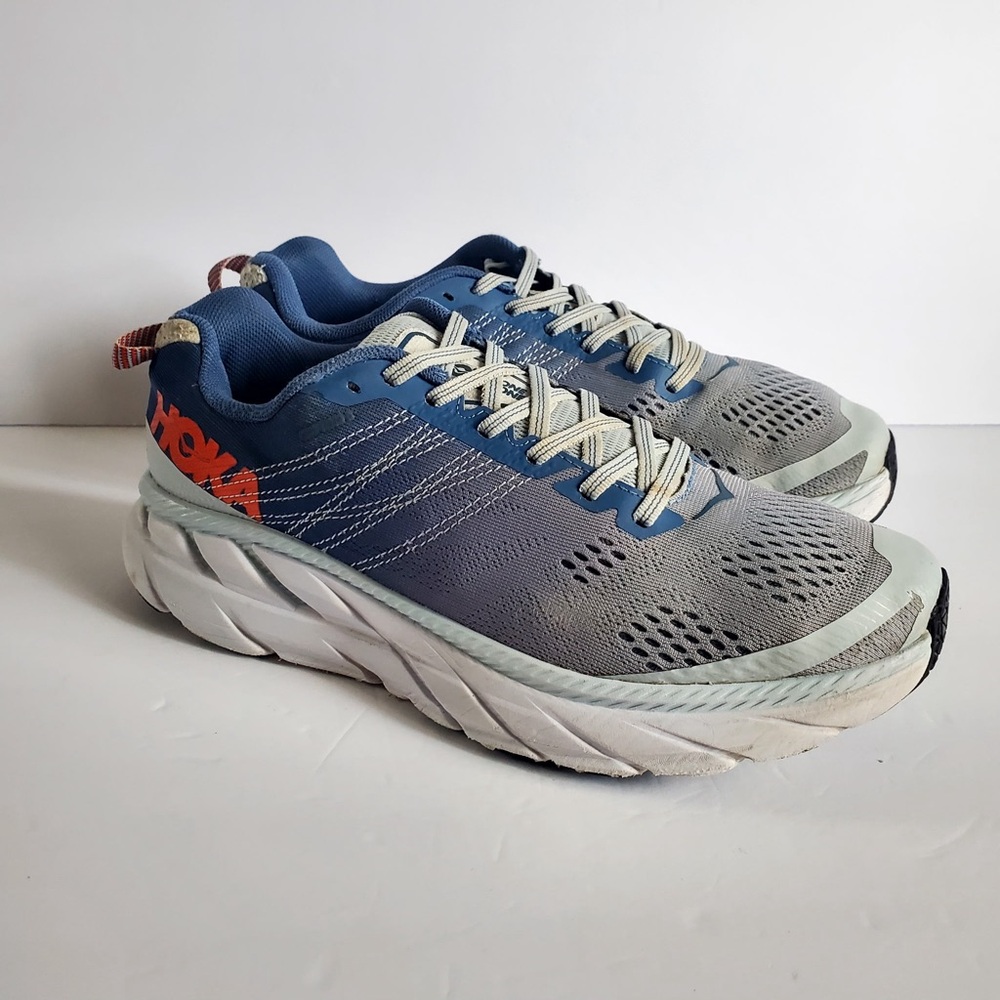 Hoka One One Womens Clifton 6 Blue Running Shoes Sneakers Size